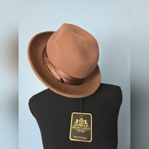 Bruno Capelo Mens Giovani Collection Autralian Wool Hat Size Small Pecan Brown